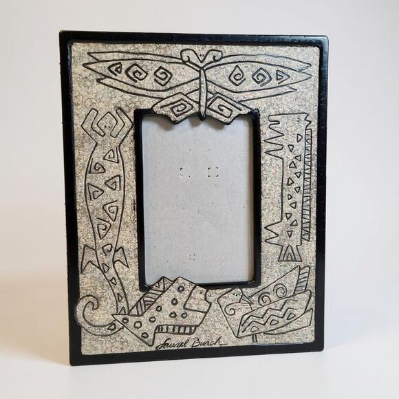 Laurel Burch Southwest Cave Rock Drawing Ceramic Picture Frame 8½" x 11" VTG EUC - Picture 1 of 8